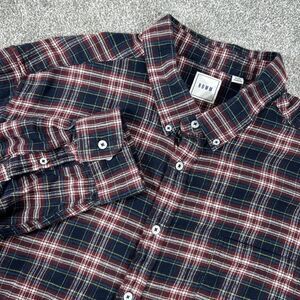 Rowm Mens Shirt Button Down Long Sleeve 100% Cotton Flannel Plaid Red Black 3XB